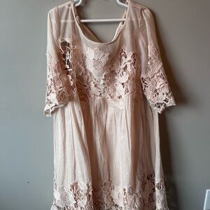 HOLDING HORSES Blush Crochet Midi Dress